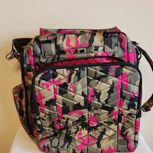 lug Quilted Camouflage Travel Bag in Pink, Gray & Black